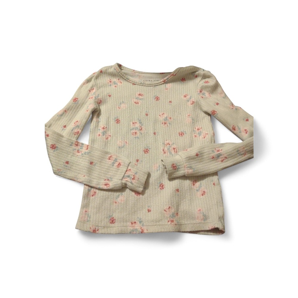 VTG Laura Girl's Ashley Ribbed‎ Floral Pajama Top 4 Classic Comfort Lightweight